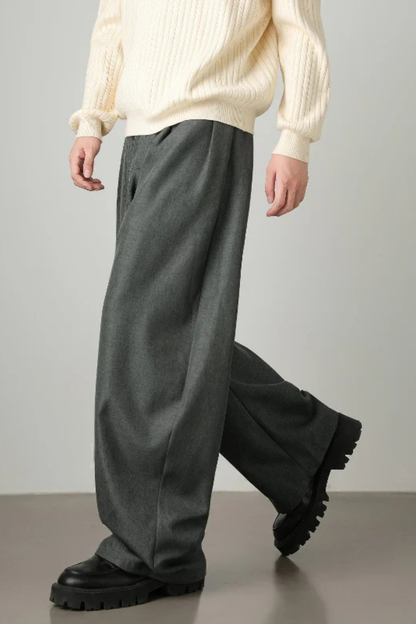 Ledger – Pantalón de Pierna Ancha con Cintura Alta y Cinturón para Hombre