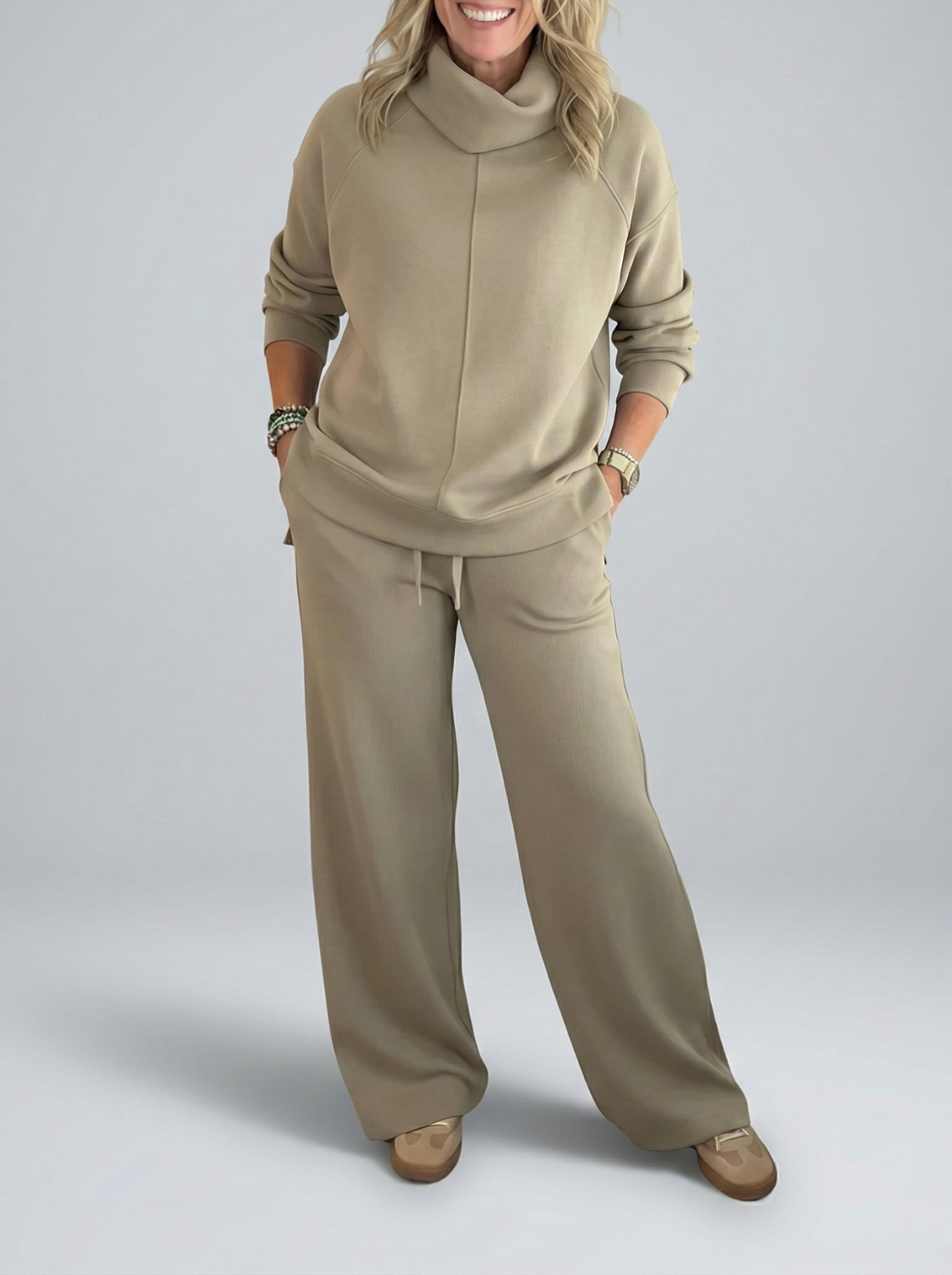 Detalle conjunto elegante para dama Léonie – vista frontal | Horizoncor