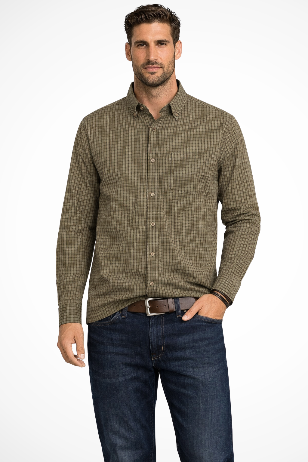 Rupert – Camisa Formal de Rayas de Manga Larga con Botones para Hombre