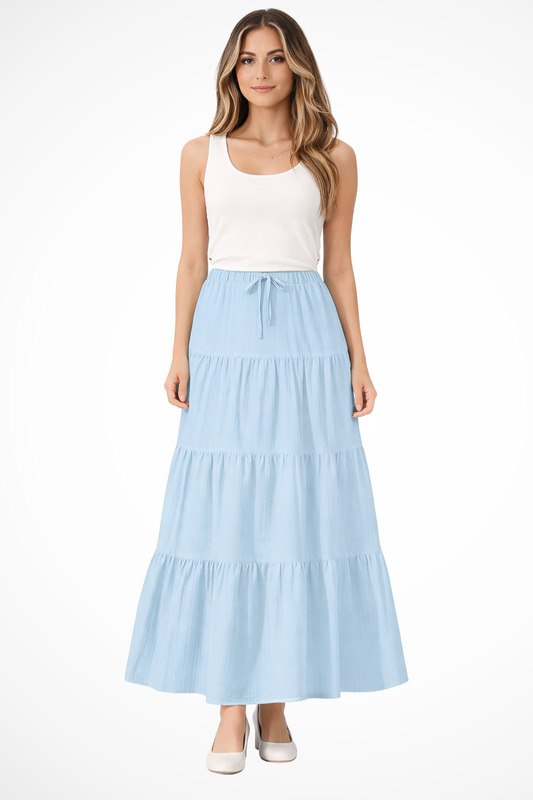 Bonnie – Falda Maxi Boho en Capas con Cintura Elástica