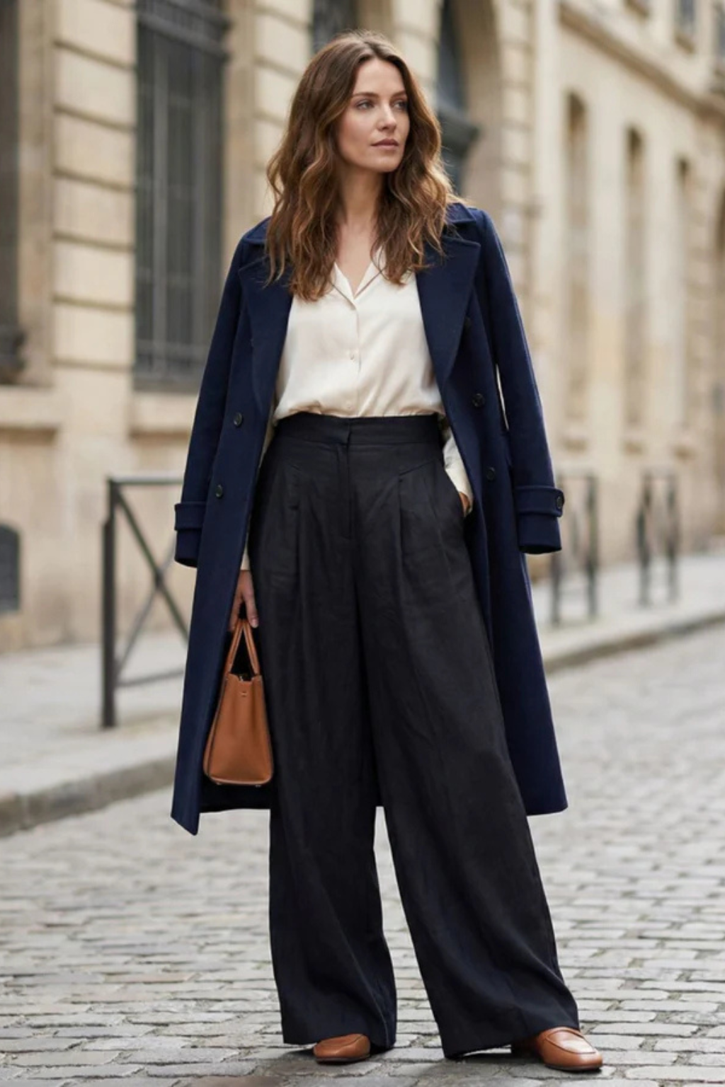 Philippa – Pantalón Cropped de Pierna Ancha con Pliegues