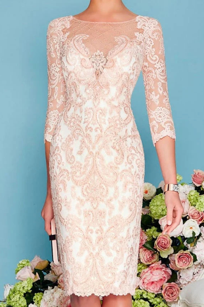 Dorothea – Vestido Midi Bordado con Chaqueta de Chiffon para Boda
