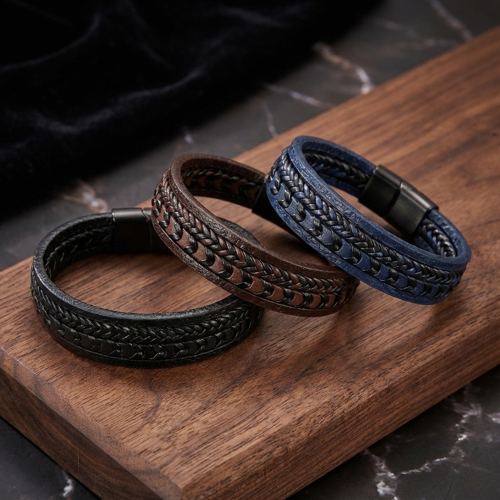Cruz – Pulsera de cuero para hombres – robusta, elegante y atemporal
