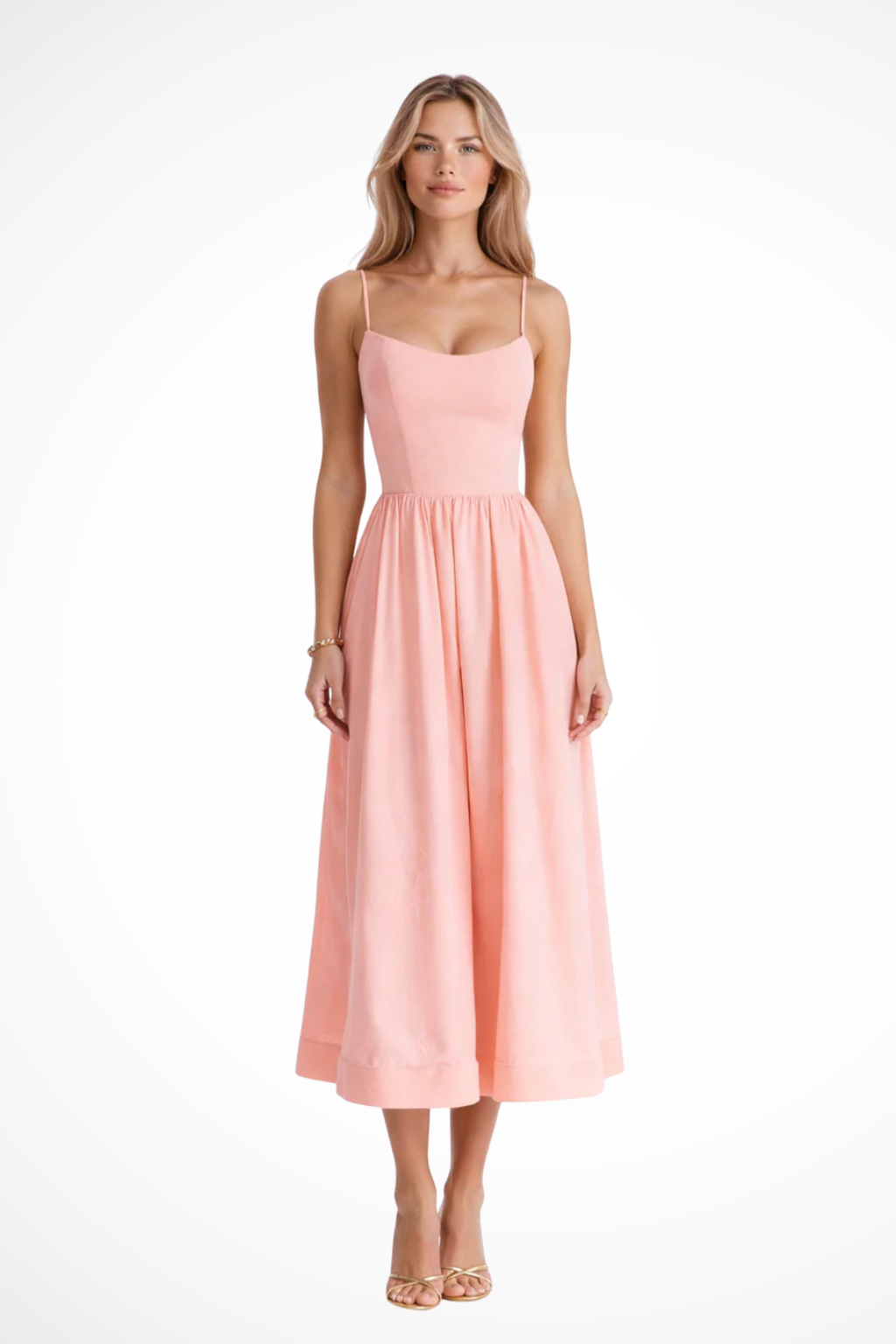 Aurevia – Vestido Midi Línea A Estilo Ascot para Boda