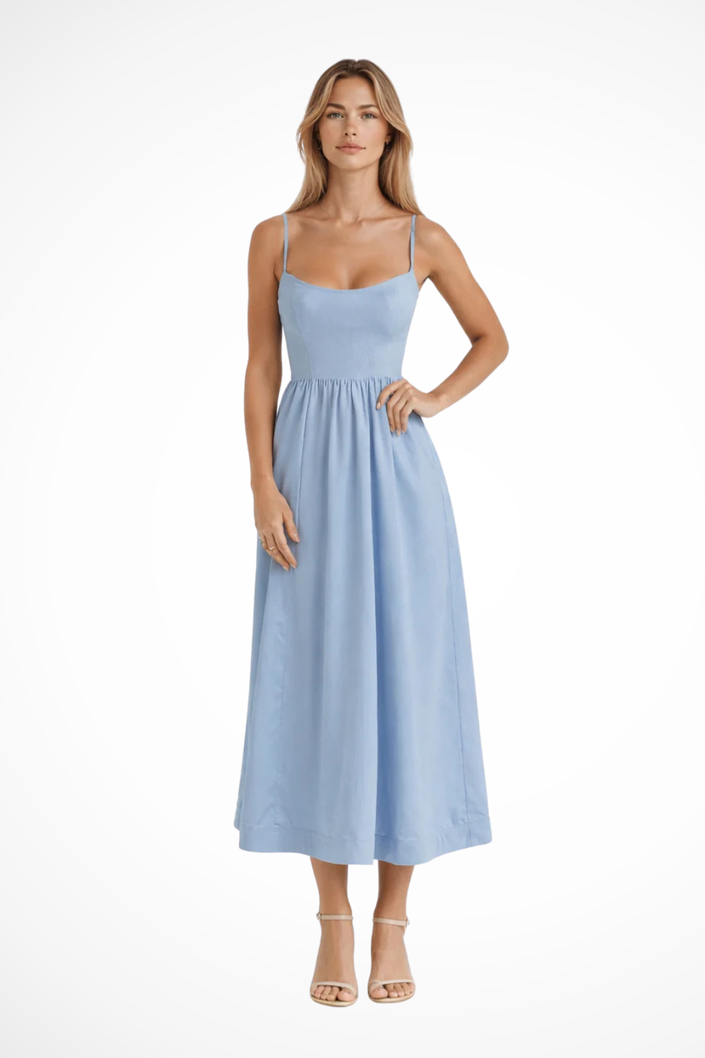 Aurevia – Vestido Midi Línea A Estilo Ascot para Boda