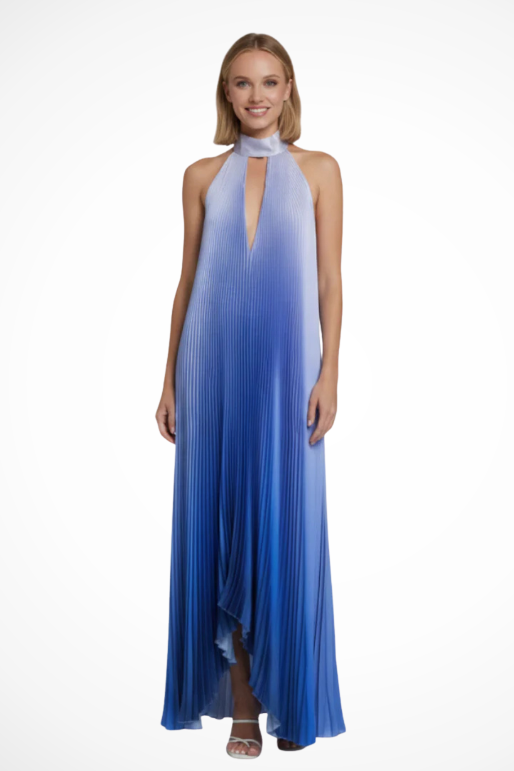 Cordelia – Vestido Maxi Halter Plisado Estampado para Boda