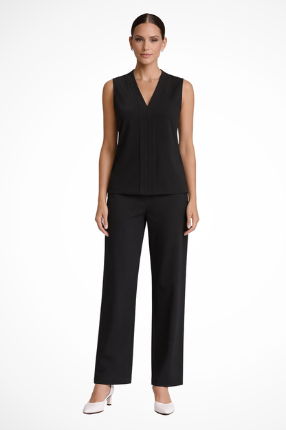 Seravelle – Blusa sin Mangas Elegante con Escote en V