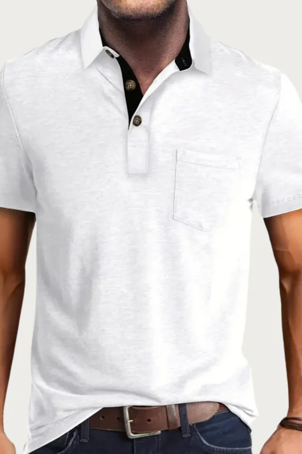 Joey – Polo de Manga Corta con Cuello de Contraste y Bolsillo para Hombre
