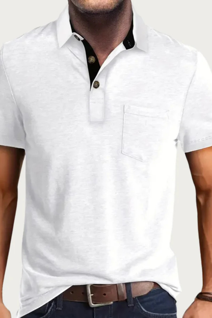 Joey – Polo de Manga Corta con Cuello de Contraste y Bolsillo para Hombre
