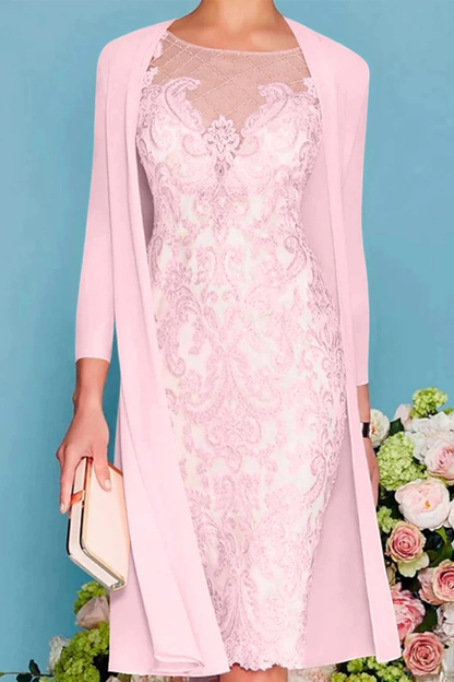 Dorothea – Vestido Midi Bordado con Chaqueta de Chiffon para Boda