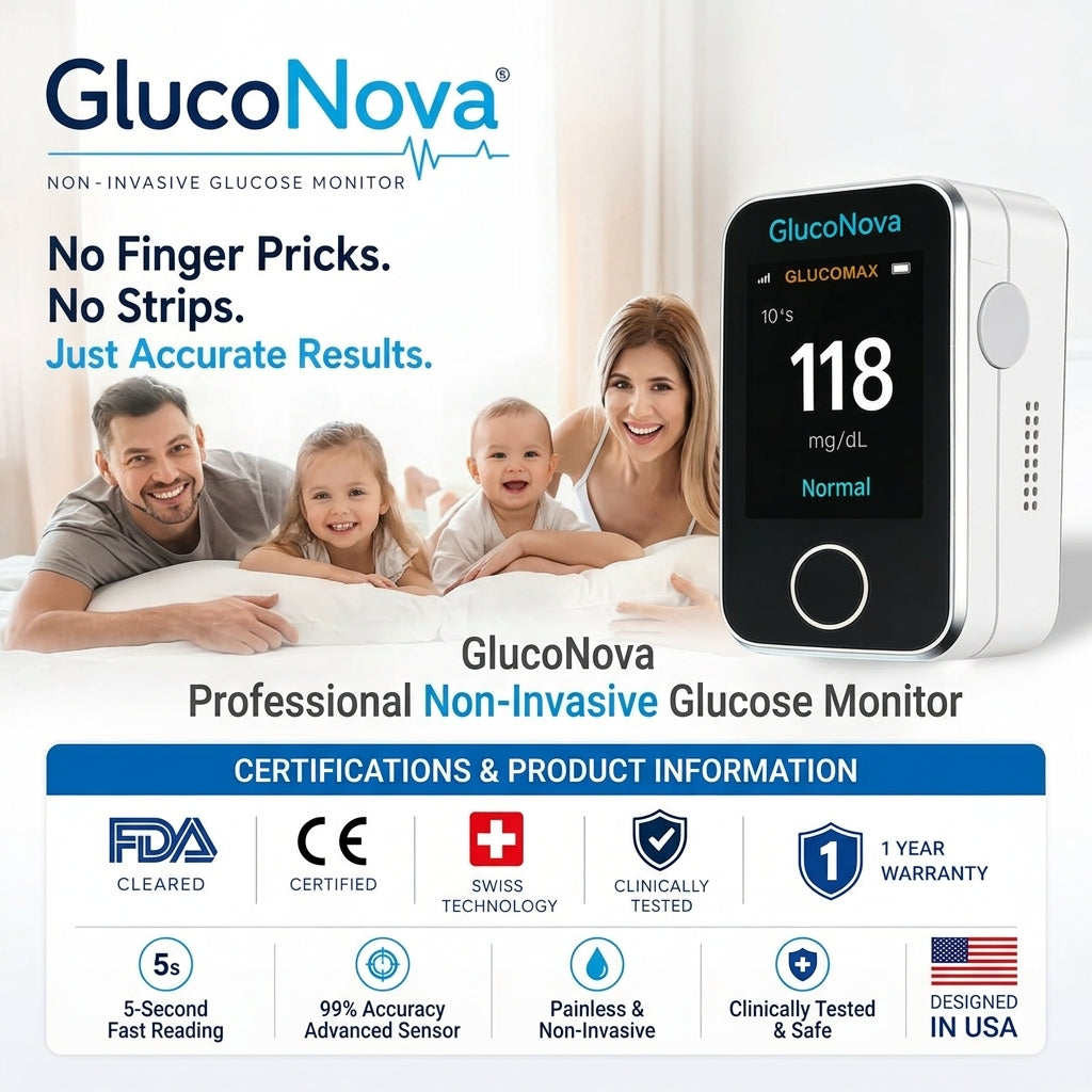 GlucoNova - Non-Invasive Blood Glucose Monitor – 5 Seconds / 99% Accuracy