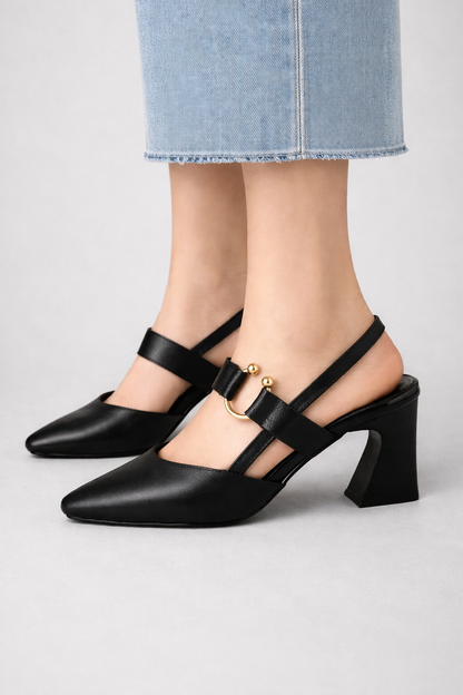 Valeria – Tacones Slingback con Punta Cuadrada