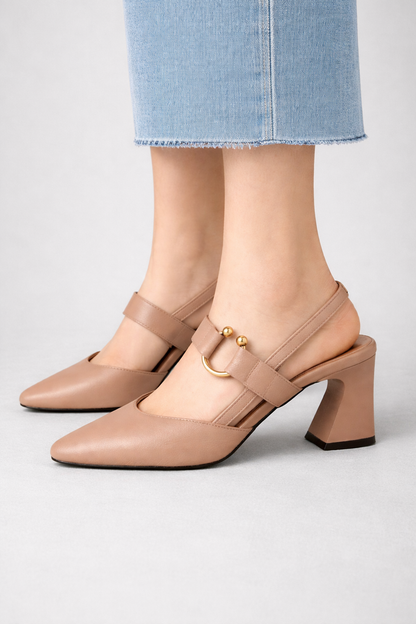 Valeria – Tacones Slingback con Punta Cuadrada