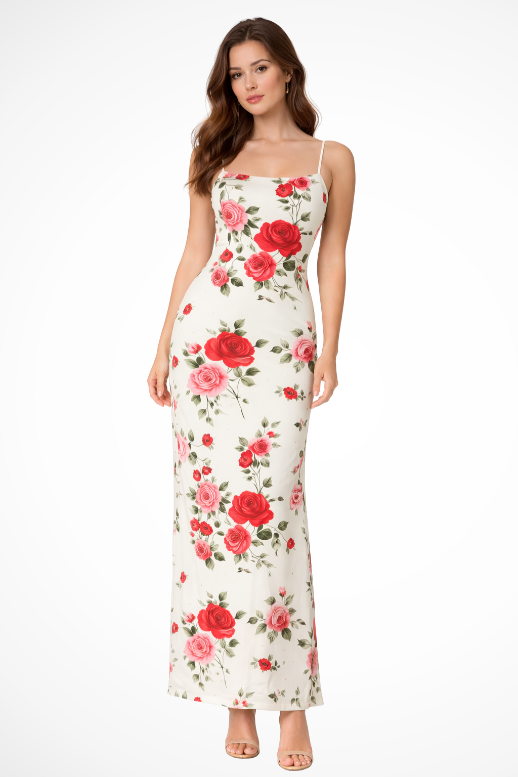 Elara – Vestido Maxi Floral con Tirantes Finos de Verano