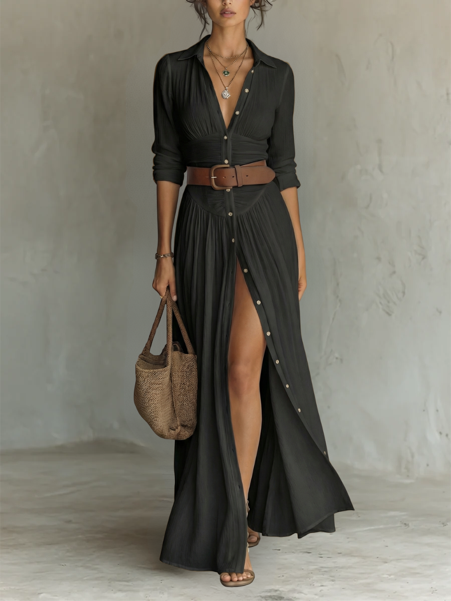 Modelo con vestido de noche Clara | Horizoncor México