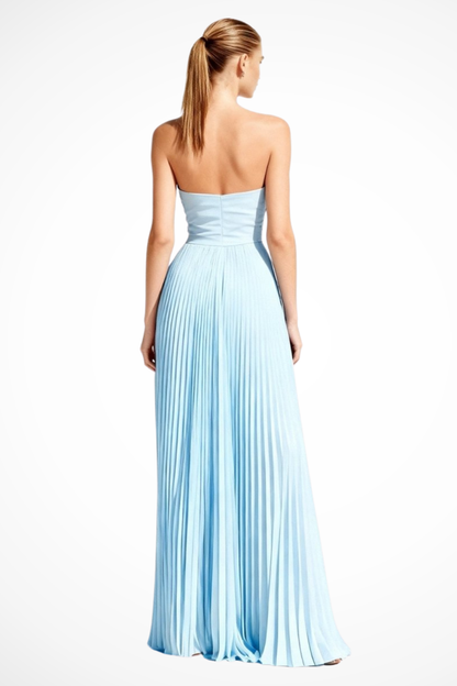 Vivienne – Vestido Maxi Plisado sin Tirantes para Boda