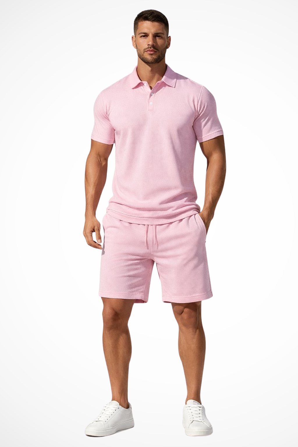 Lex – Conjunto de Polo y Shorts Texturizados para Hombre