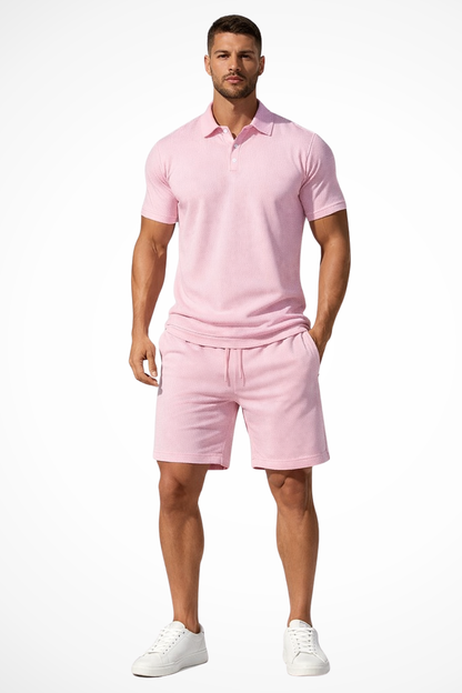 Lex – Conjunto de Polo y Shorts Texturizados para Hombre