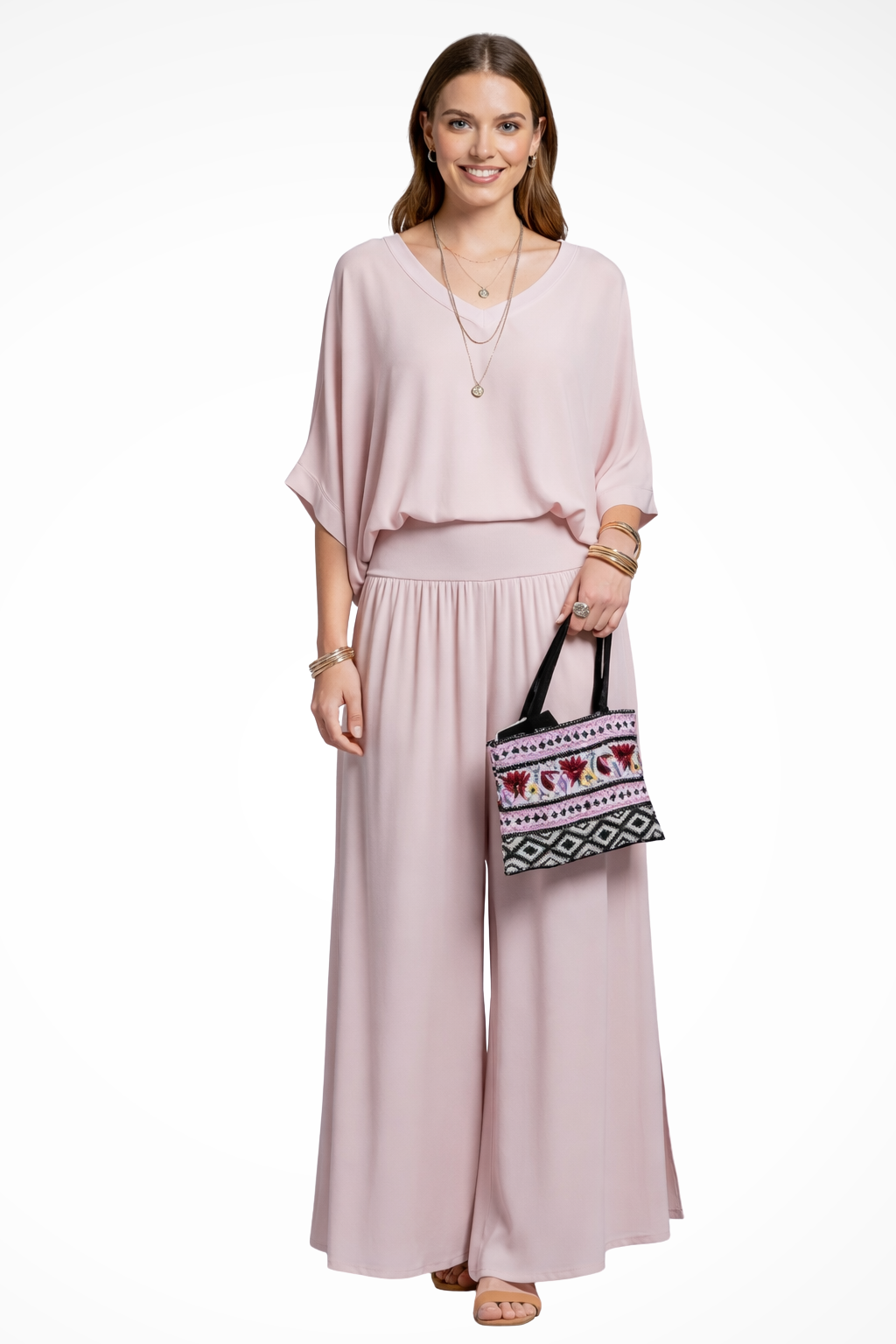 Margot – Conjunto Elegante de Top Drapeado y Pantalón Ancho de 2 Piezas