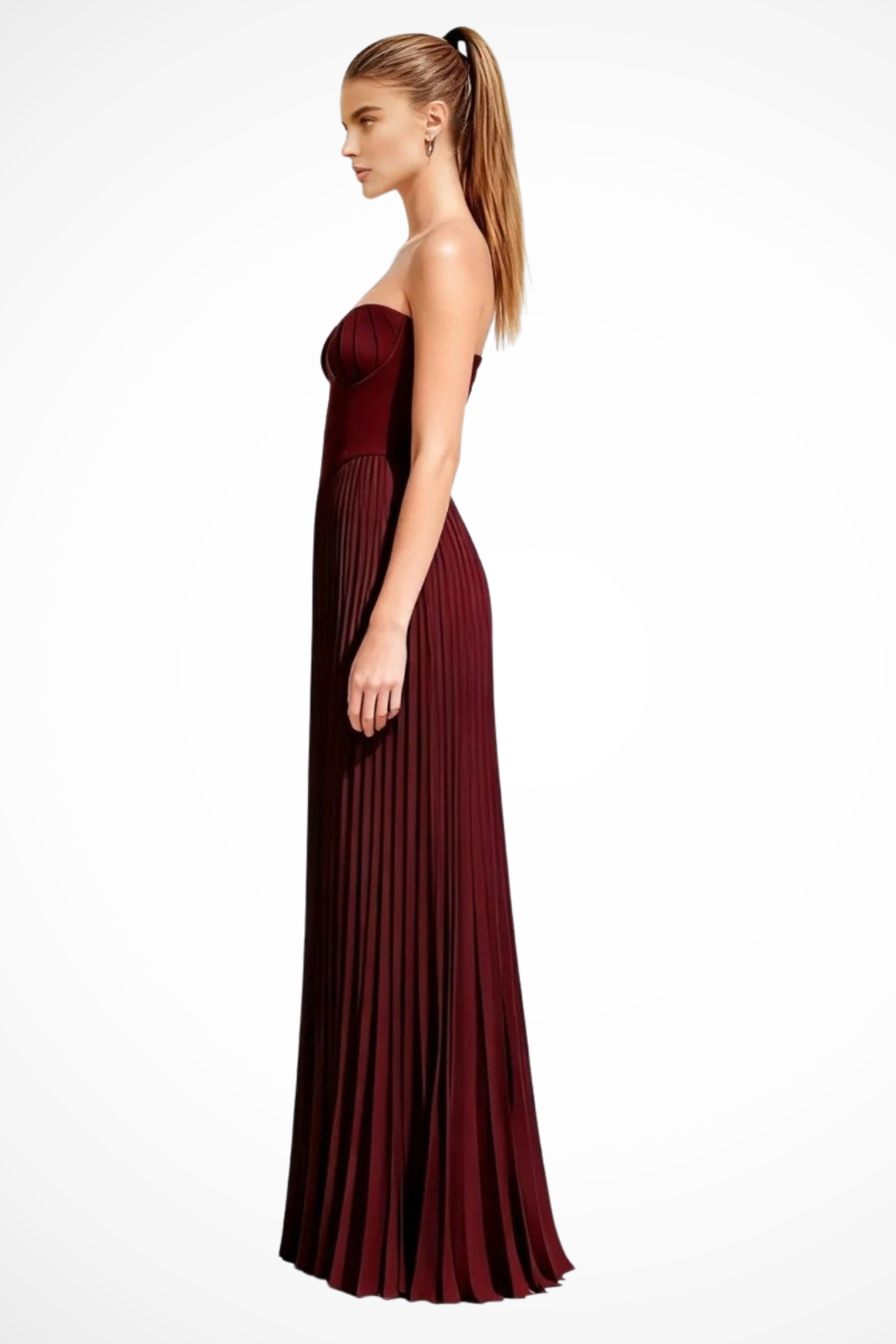 Vivienne – Vestido Maxi Plisado sin Tirantes para Boda