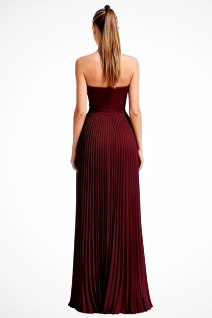 Vivienne – Vestido Maxi Plisado sin Tirantes para Boda