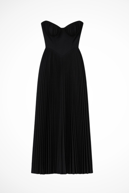 Vivienne – Vestido Maxi Plisado sin Tirantes para Boda