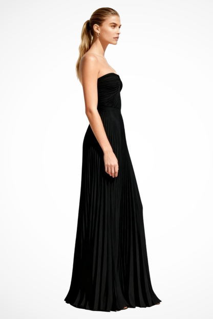 Vivienne – Vestido Maxi Plisado sin Tirantes para Boda