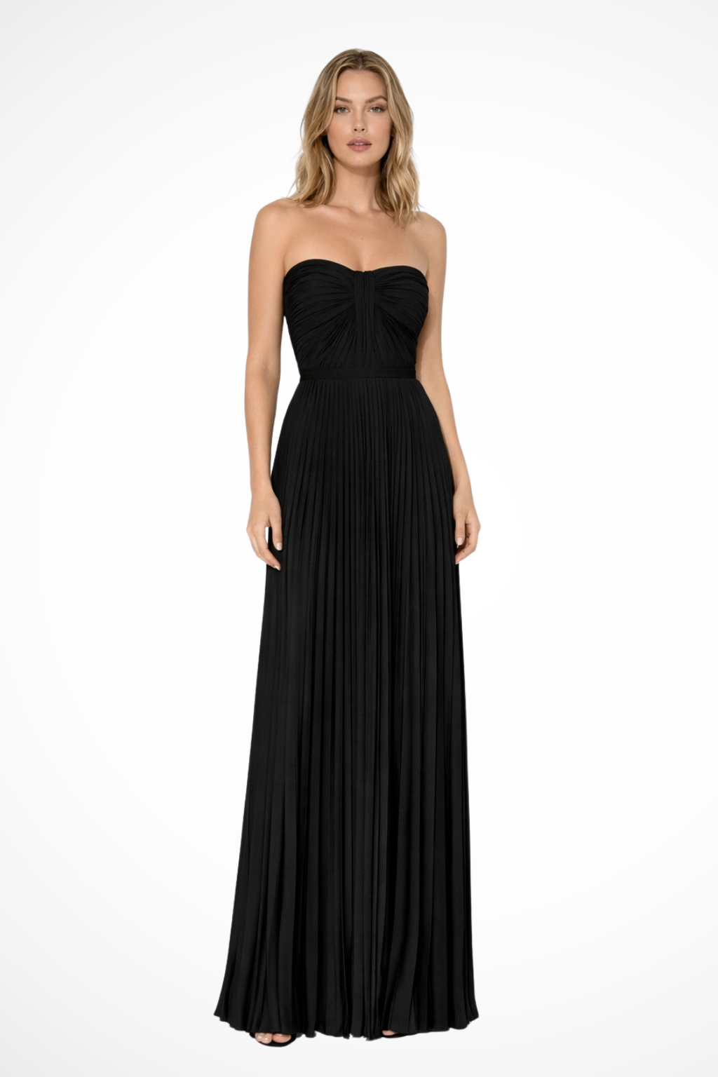 Vivienne – Vestido Maxi Plisado sin Tirantes para Boda