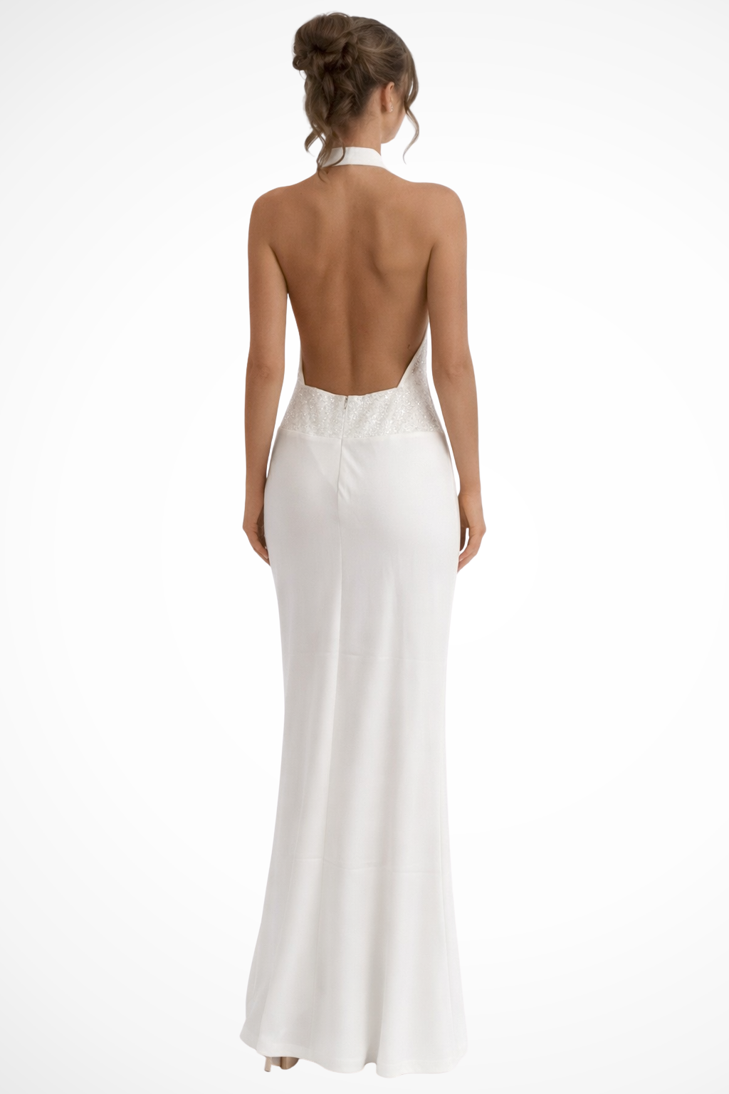 Ottilie – Vestido Maxi Halter de Satén Drapeado para Boda