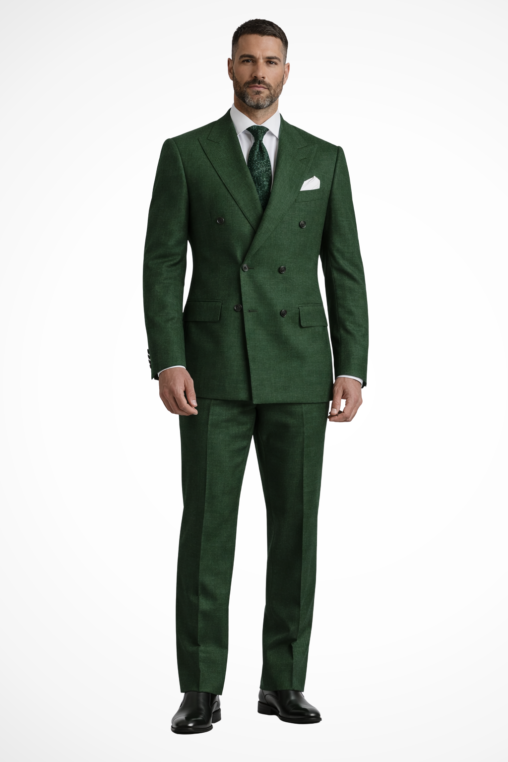 Barnaby – Traje de Lino Verde de Doble Botonadura para Boda