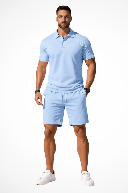 Lex – Conjunto de Polo y Shorts Texturizados para Hombre