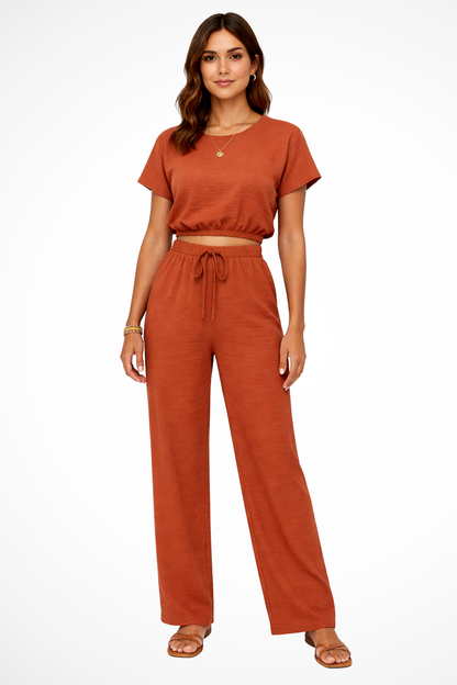 Emberly – Conjunto Holgado de Top y Pantalón de Pierna Ancha