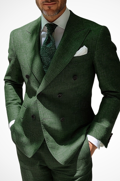 Barnaby – Traje de Lino Verde de Doble Botonadura para Boda