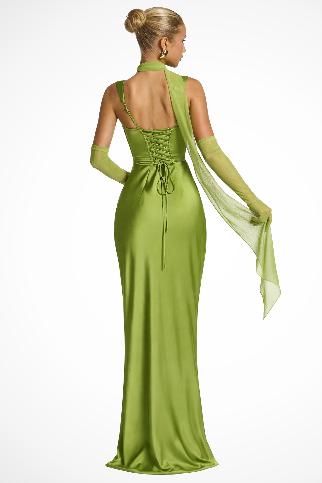 Vivienne – Vestido Maxi de Satén Fruncido con Escote Cuadrado para Boda
