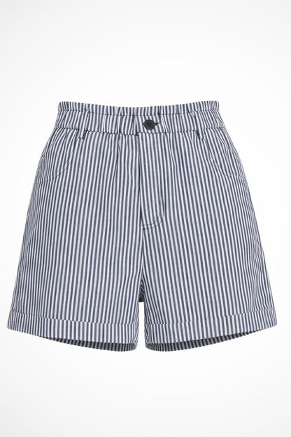 Ada – Shorts Sastre de Tiro Alto con Rayas y Botones