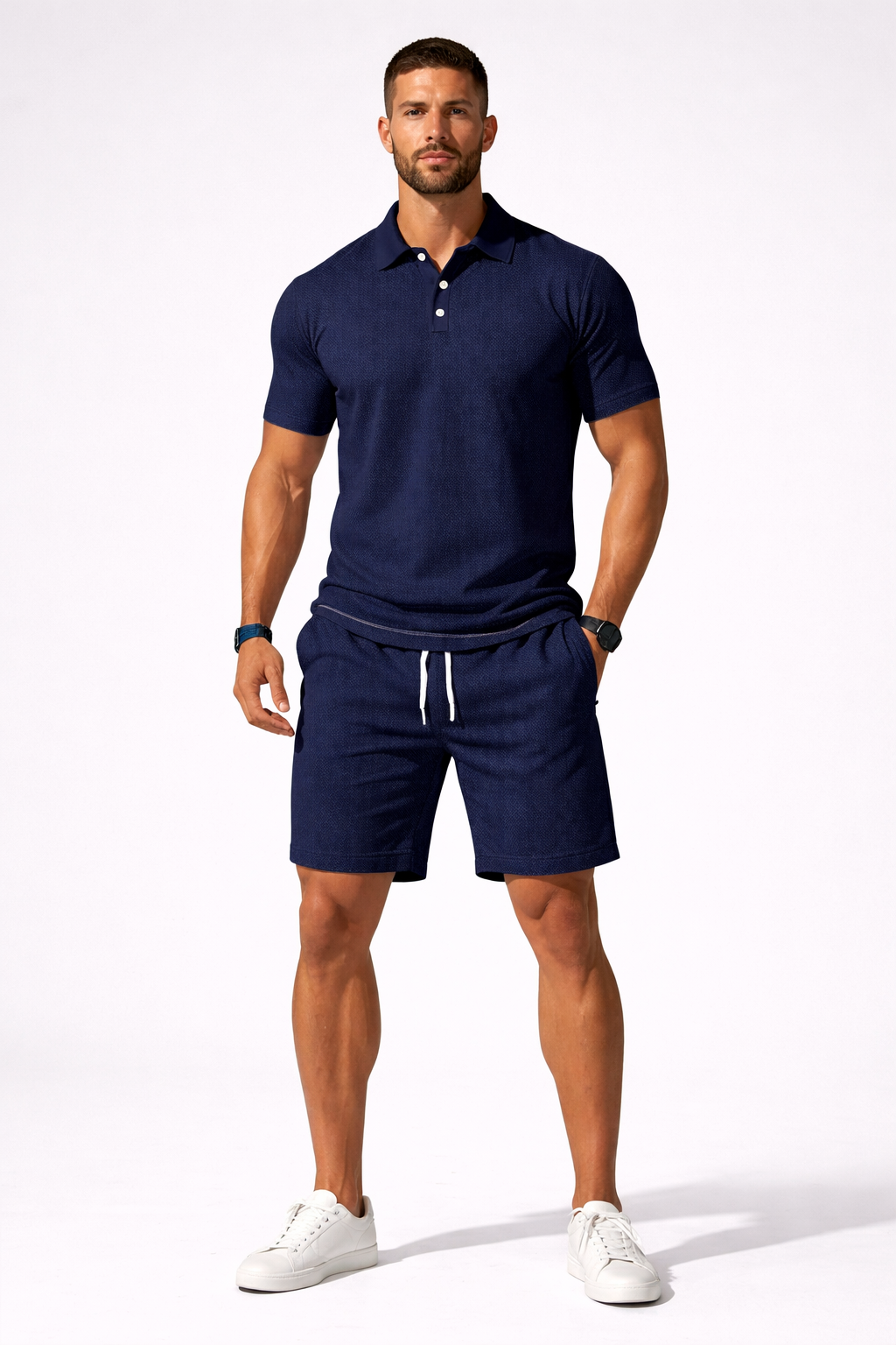 Lex – Conjunto de Polo y Shorts Texturizados para Hombre