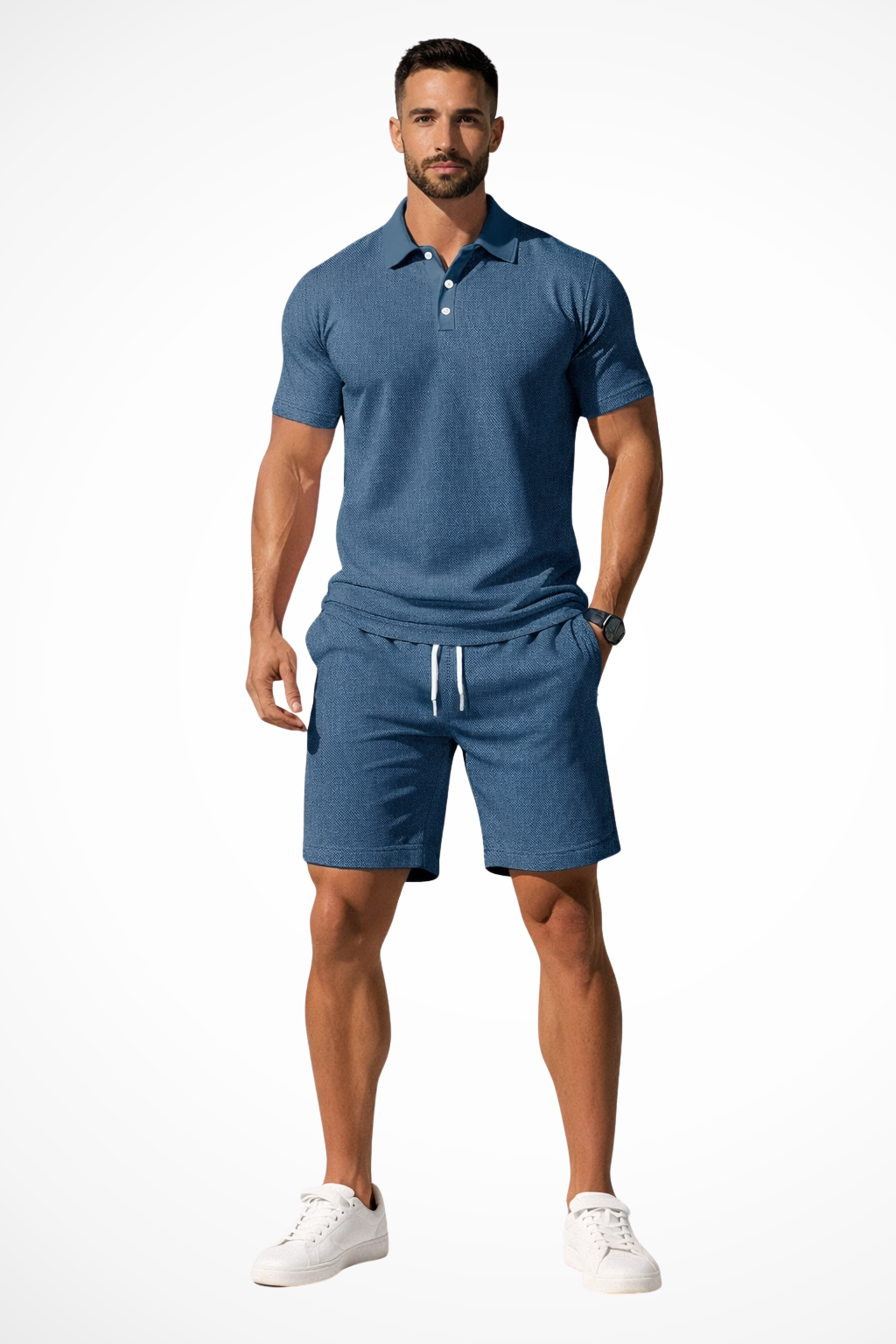 Lex – Conjunto de Polo y Shorts Texturizados para Hombre