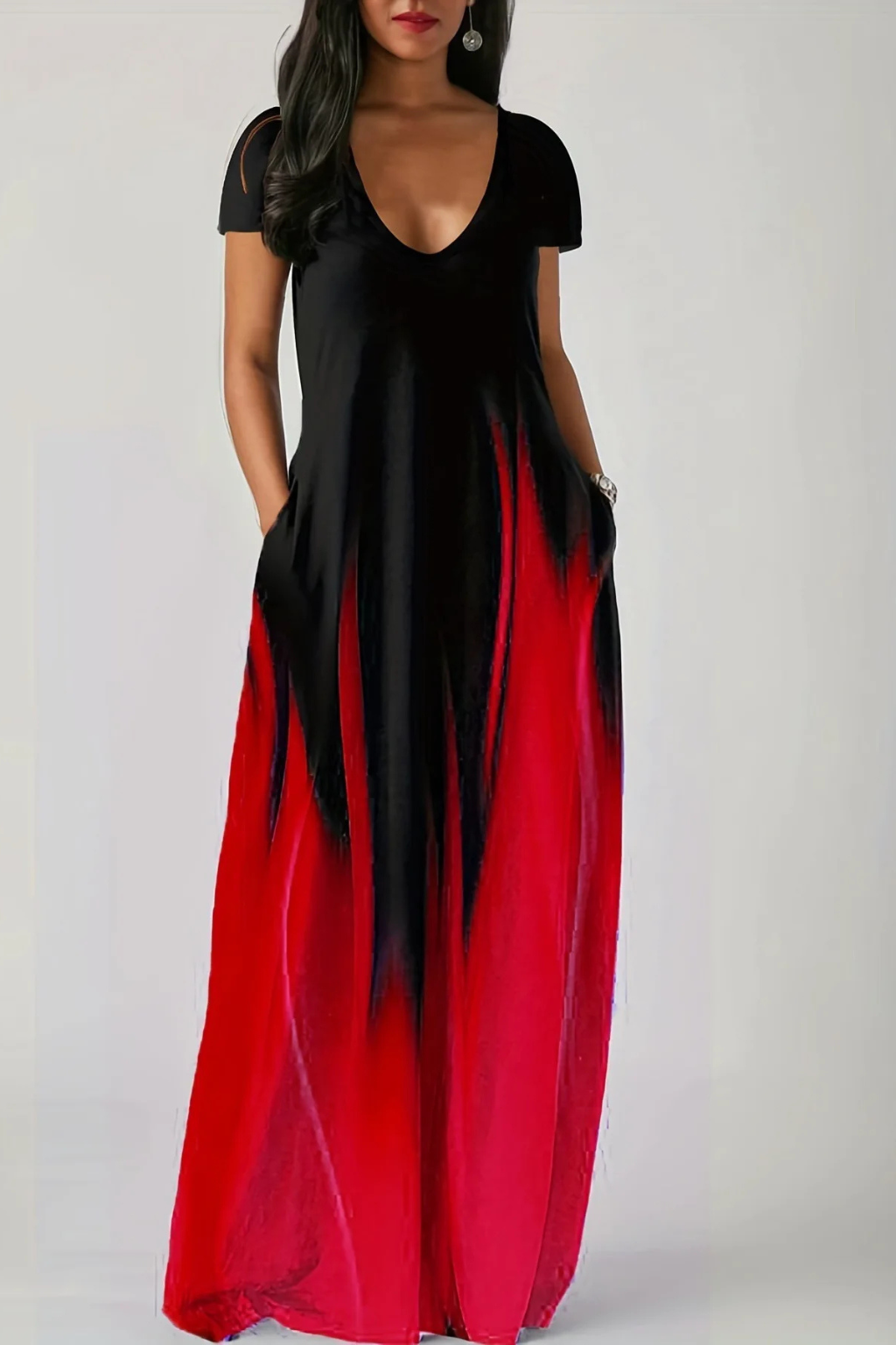 Lenora – Vestido Maxi Casual Ombré con Escote en V