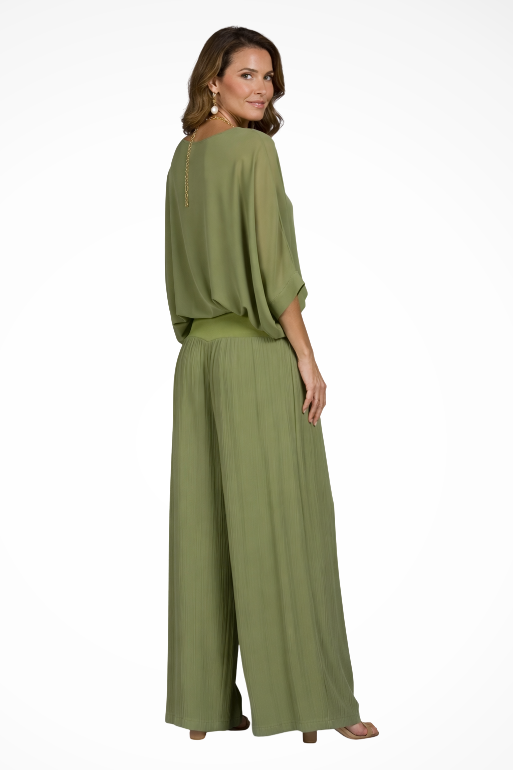 Margot – Conjunto Elegante de Top Drapeado y Pantalón Ancho de 2 Piezas
