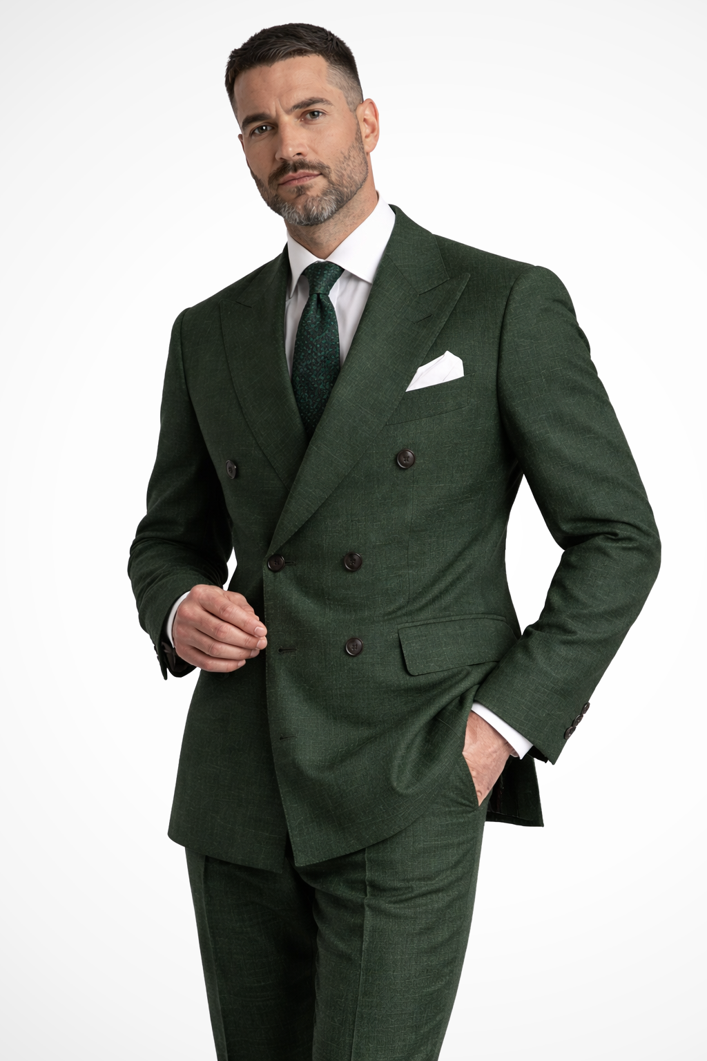 Barnaby – Traje de Lino Verde de Doble Botonadura para Boda