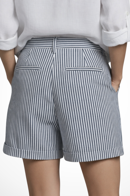 Ada – Shorts Sastre de Tiro Alto con Rayas y Botones