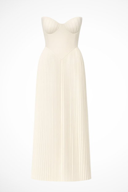 Vivienne – Vestido Maxi Plisado sin Tirantes para Boda