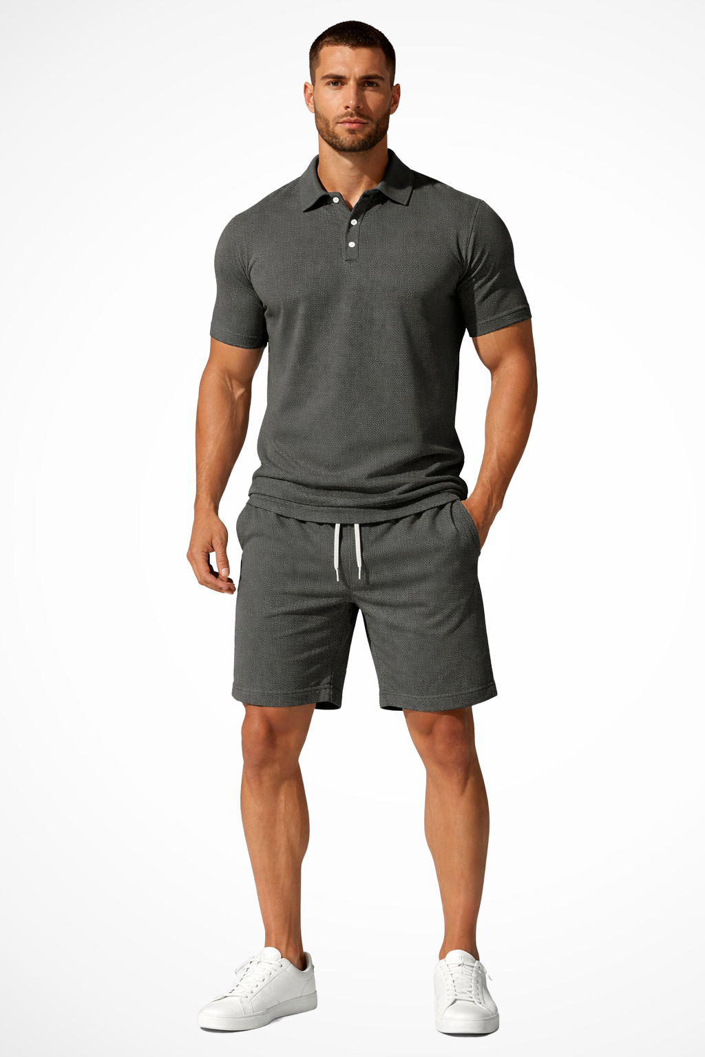 Lex – Conjunto de Polo y Shorts Texturizados para Hombre