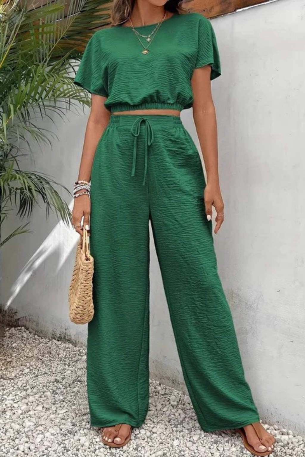 Emberly – Conjunto Holgado de Top y Pantalón de Pierna Ancha