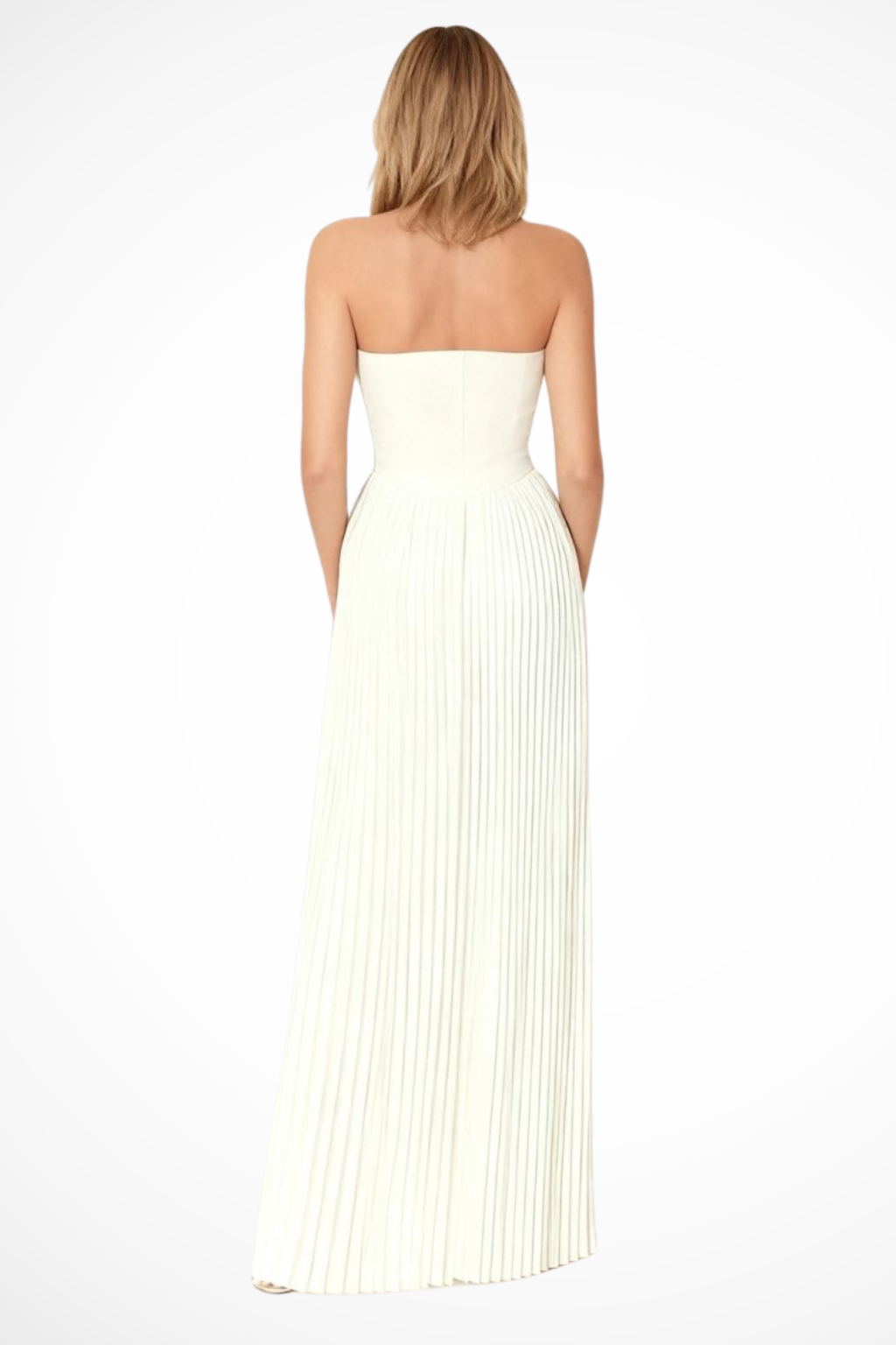Vivienne – Vestido Maxi Plisado sin Tirantes para Boda