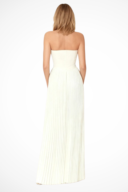 Vivienne – Vestido Maxi Plisado sin Tirantes para Boda