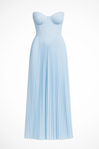 Vivienne – Vestido Maxi Plisado sin Tirantes para Boda