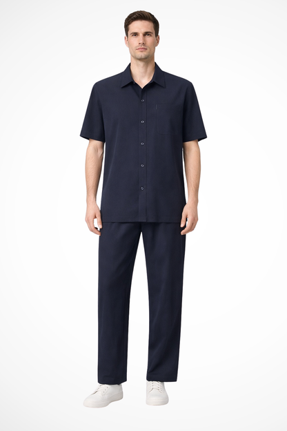 James – Conjunto de Camisa y Pantalón Azul Marino para Hombre