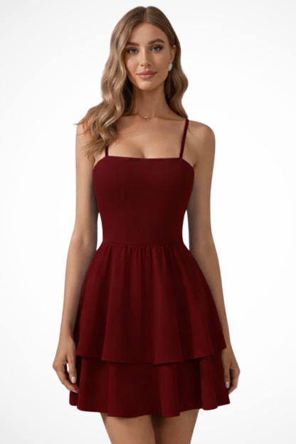 Poppy – Vestido Mini de Verano con Tirantes y Falda con Volantes