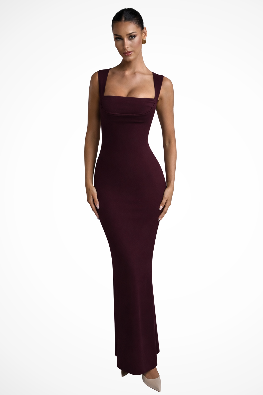 Steffany – Vestido Maxi Bodycon con Escote Cuadrado para Boda
